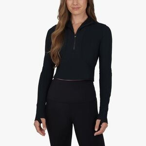90 Degree By Reflex Black Cropped Fitted Hoodie